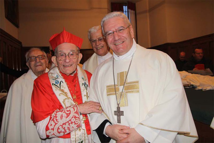 Il cardinale Loris Capovilla e il vescovo Francesco Beschi alla fine della cerimonia