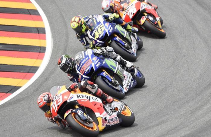 Un’avvicente fase del Gp di Germania della MotoGp Un’avvicente fase del Gp di Germania della MotoGp