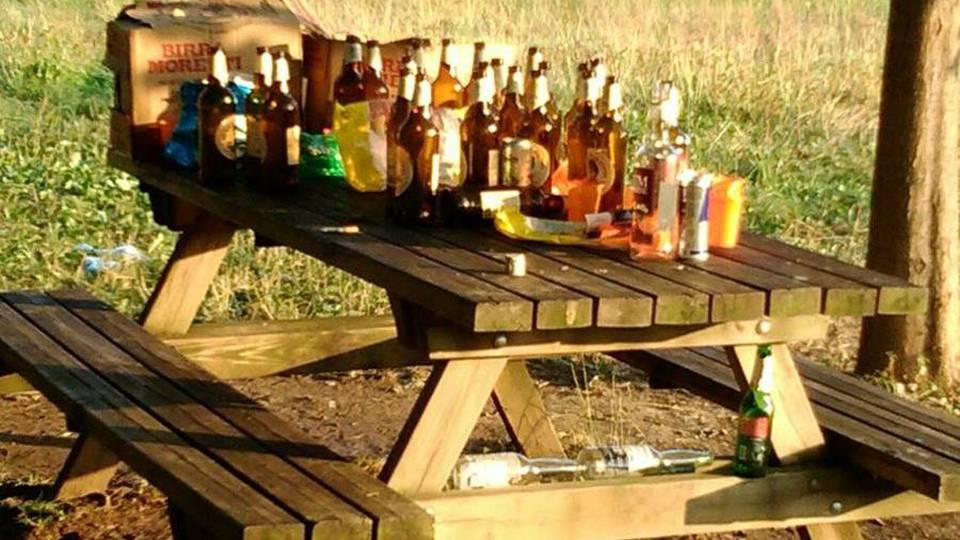 Finito il pic nic, restano le bottiglie - Foto «I cani sporcano? Guardate gli umani» Finito il pic nic, restano le bottiglie - Foto «I cani sporcano? Guardate gli umani»