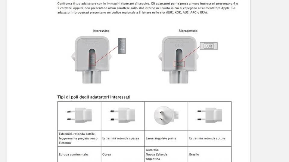 Anche Apple sbaglia Adattatori difettosi da sostituire Anche Apple sbaglia Adattatori difettosi da sostituire