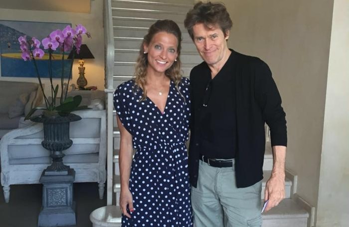 William Dafoe con la figlia del proprietario dell’hotel Riva Lago