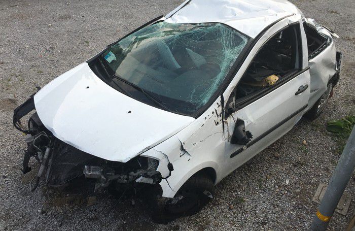 L'auto praticamente distrutta di Daniel Ghisalberti L'auto praticamente distrutta di Daniel Ghisalberti