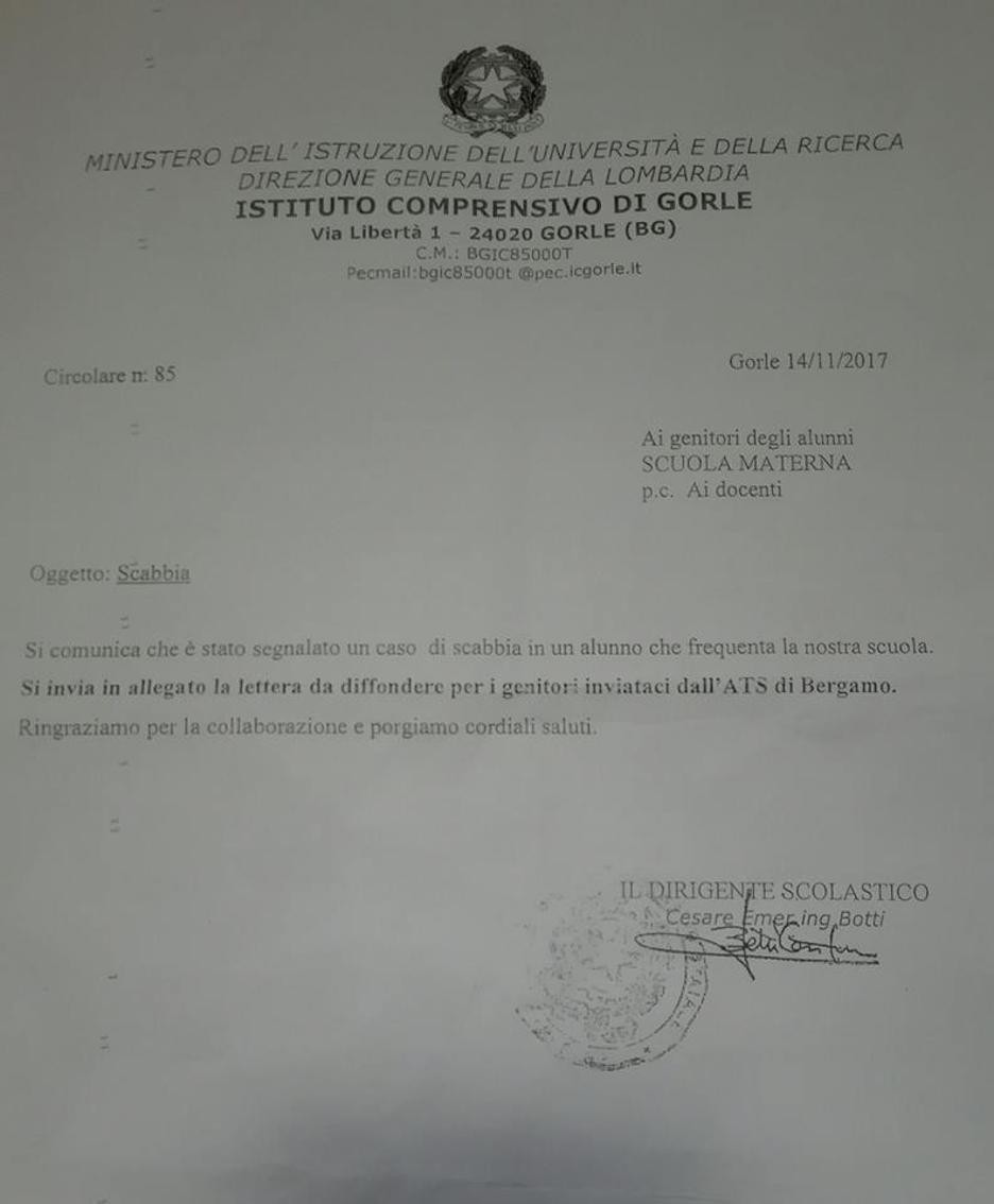 Gorle, caso di scabbia alle elementari Ats avvisa e rassicura ...