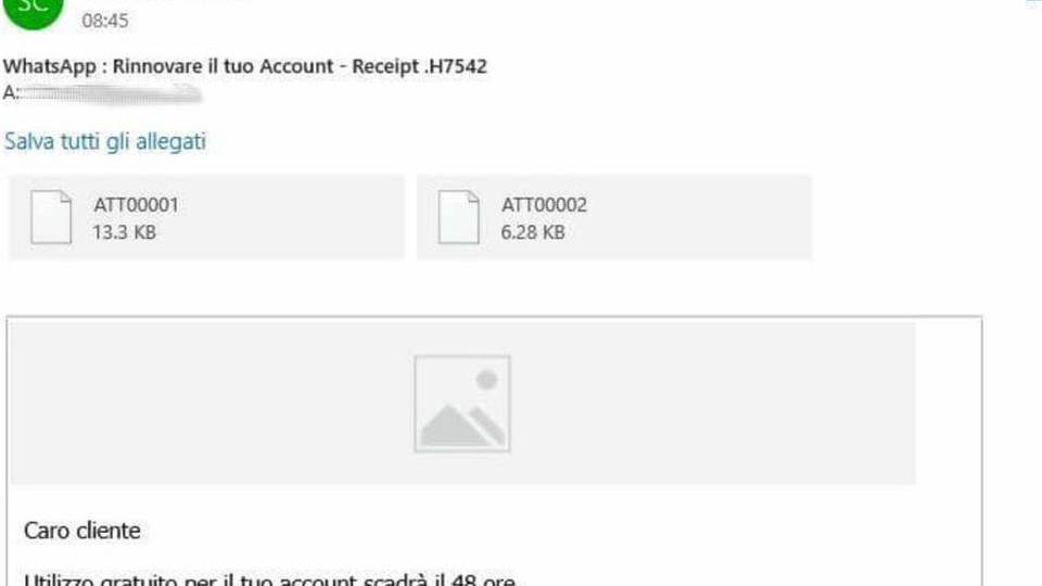 Nuova ondata di mail truffa «WhatsApp non è da rinnovare» Nuova ondata di mail truffa «WhatsApp non è da rinnovare»