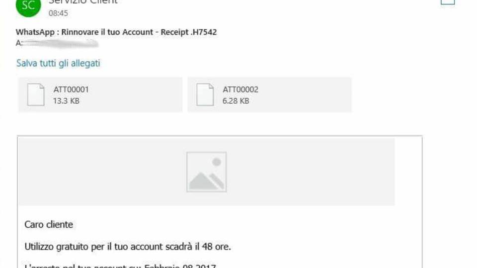 Finti messaggi per Whatsapp Falso rinnovo e allegati pericolosi Finti messaggi per Whatsapp Falso rinnovo e allegati pericolosi