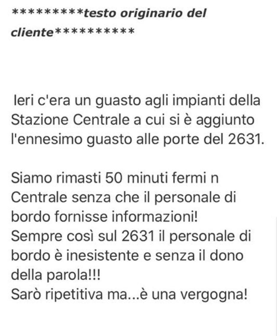 Treno in ritardo, pendolare fa un reclamo La risposta di ...