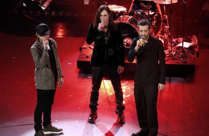 Daniele Silvestri (R), Rancore (L) and Manuel Agnelli (C) a Sanremo Daniele Silvestri (R), Rancore (L) and Manuel Agnelli (C) a Sanremo