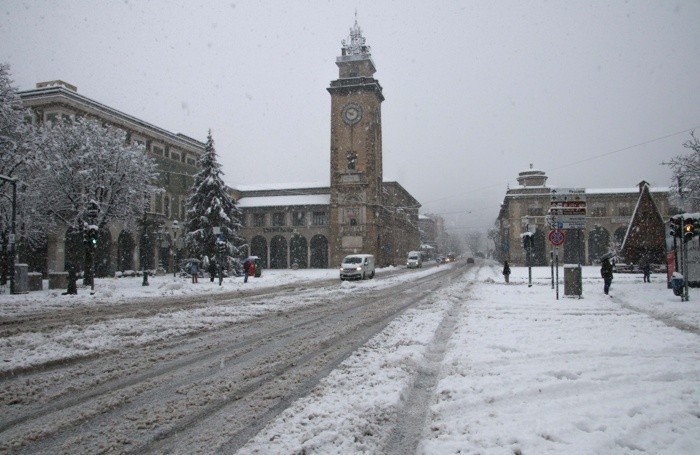Neve in piazza Vittorio Veneto, 29 dicembre 2020