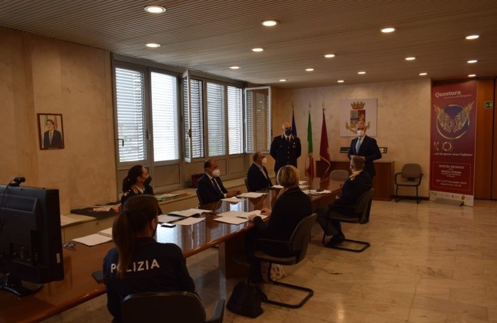 Il Questore di Bergamo, Maurizio Auriemma, e i dirigenti dell’Ufficio di Polizia