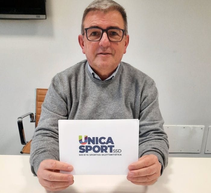 Mario Morotti con il logo di Unica Sport