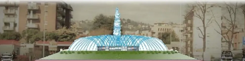 Il rendering della fontana che decorerà la rotatoria