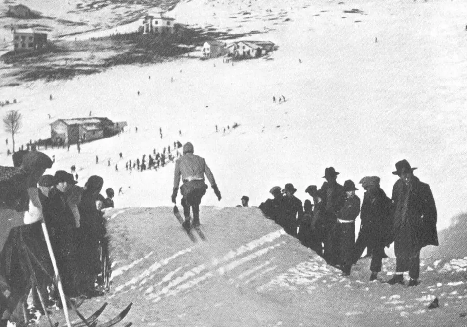 Trampolino da sci sul farno - Foto d’epoca anni 20