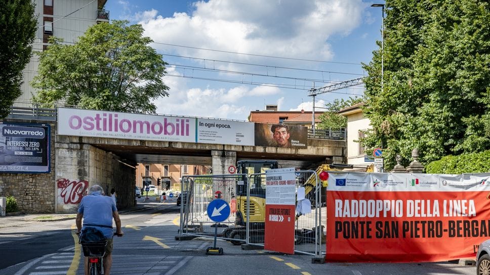 Il cantiere del raddoppio ferroviario in via San Bernardino a Bergamo