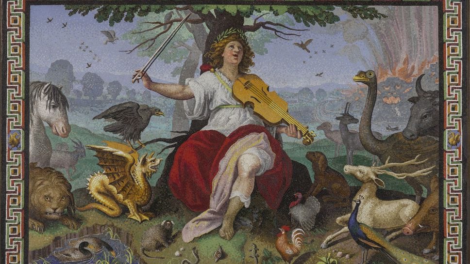 Orfeo, di Marcello Provenzale, 1618, mosaico, 44 x 63 cm, Galleria Borghese, Roma Orfeo, di Marcello Provenzale, 1618, mosaico, 44 x 63 cm, Galleria Borghese, Roma
