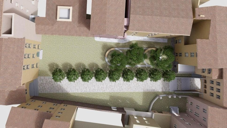 Il render di come sarà Piazza Angelini: approvato il progetto definitivo di restyling della piazza in Città Alta