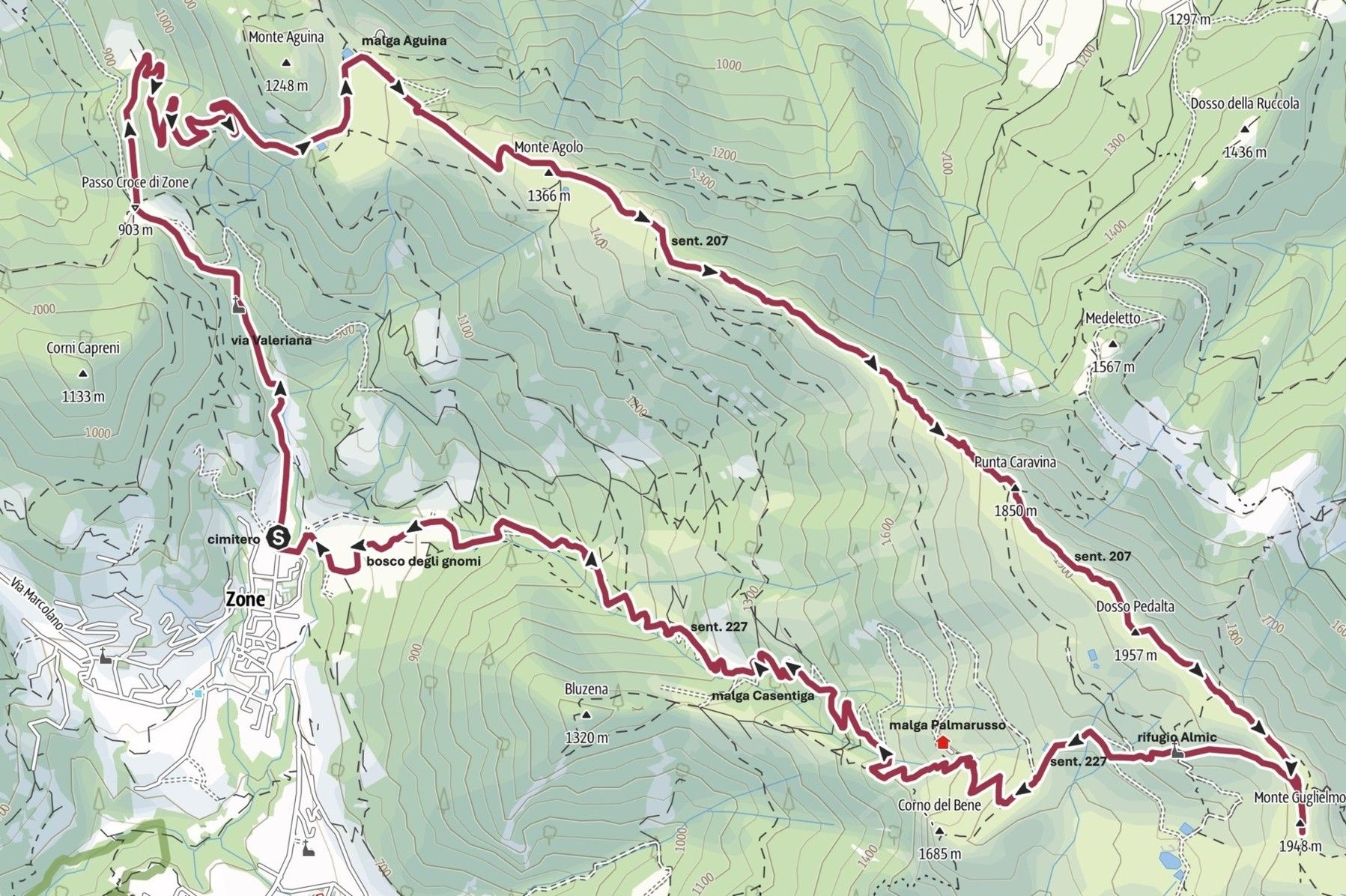 La cartina del percorso