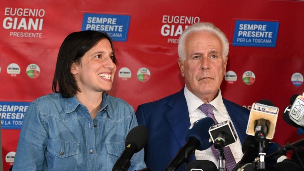 Elly Shlein, segretaria nazionale del Partito democratico ed Eugenio Giani durante la conferenza stampa per la vittoria alle elezioni regionali in Toscana del presidente uscente Elly Shlein, segretaria nazionale del Partito democratico ed Eugenio Giani durante la conferenza stampa per la vittoria alle elezioni regionali in Toscana del presidente uscente