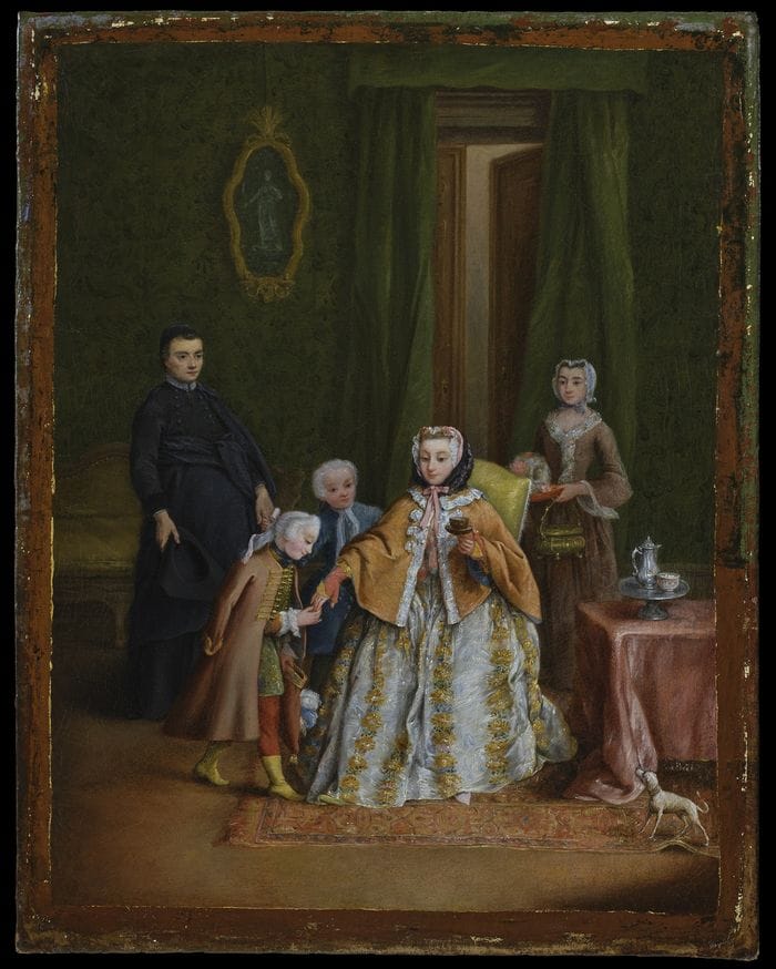 L’opera di Pietro Longhi «Il baciamano» dopo il restauro