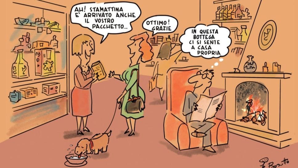 Una delle cartoline da vicinato realizzate da Bruno Bozzetto Una delle cartoline da vicinato realizzate da Bruno Bozzetto