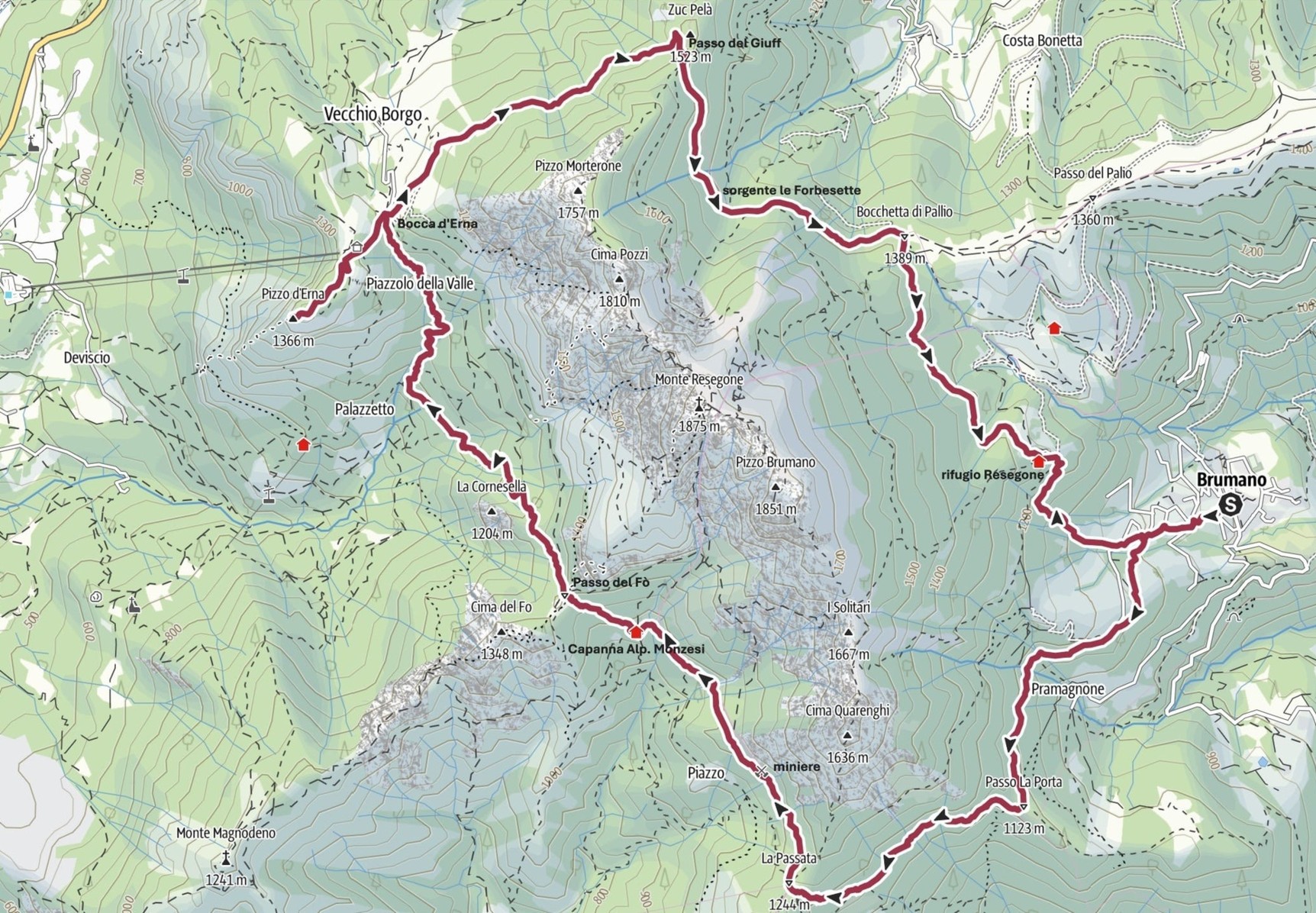 La cartina del percorso