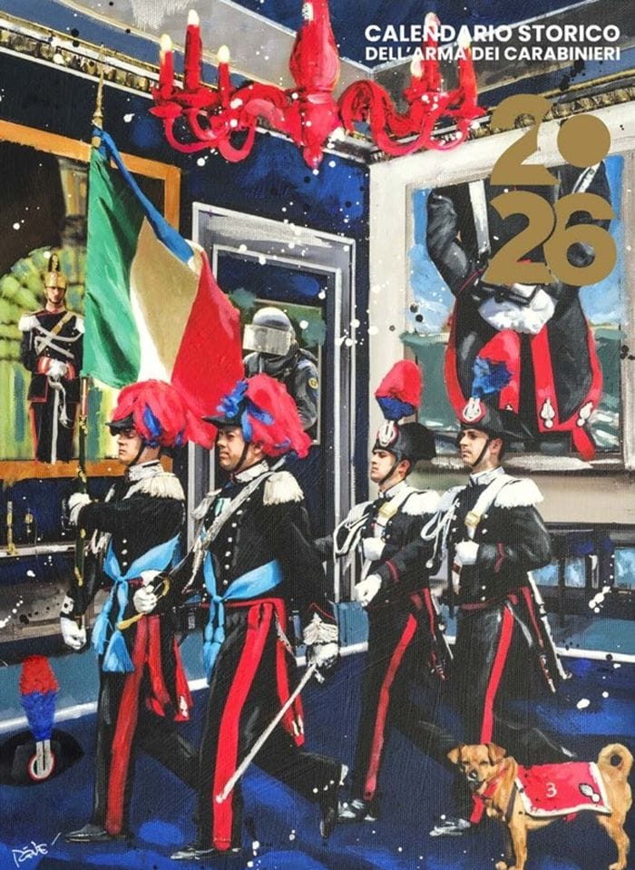La copertina del calendario storico 2026 dell’Arma dei carabinieri