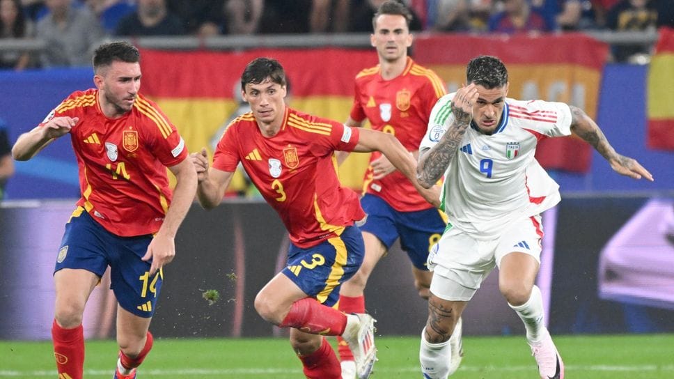 Gianluca Scamacca in Spagna-Italia del 20 giugno 2024, ultima partita da titolare in Nazionale