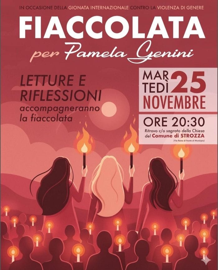 La fiaccolata è in programma martedì 25 novembre alle 20,30