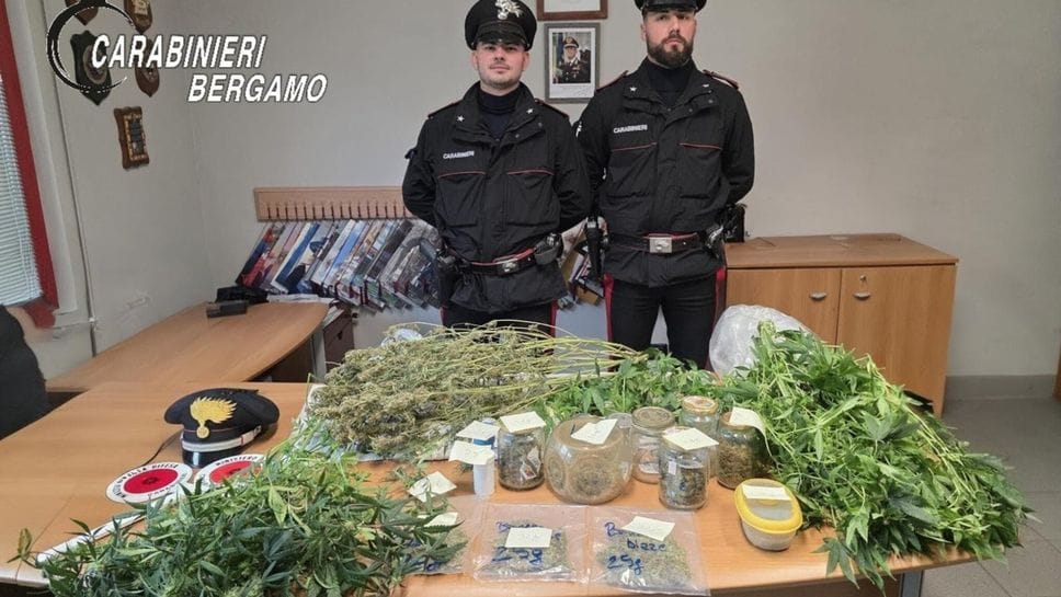 Il sequestro di marijuana  in casa a San Paolo d’Argon, in tutto 1,3Kg. Denunciato un 45enne.