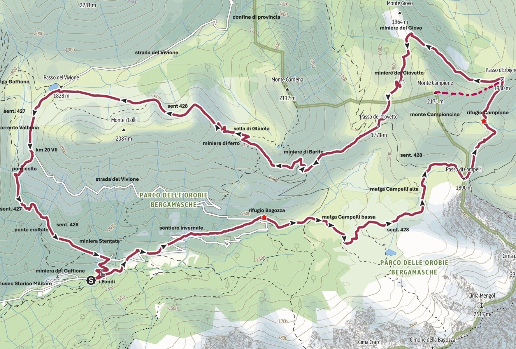 La cartina del percorso