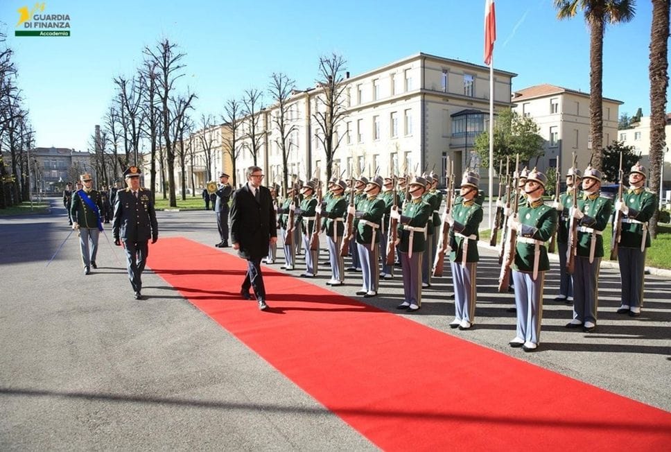 Durante l’inaugurazione dell’Anno Accademico dell’Accademia di Guardia di Finanza a Bergamo con il ministro Giorgetti