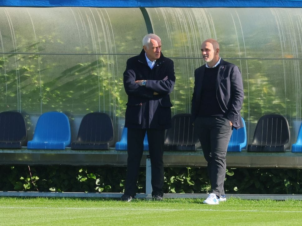 Antonio e Luca Percassi a Zingonia martedì 4 novembre alla vigilia della gara contro Olympique Marsiglia
