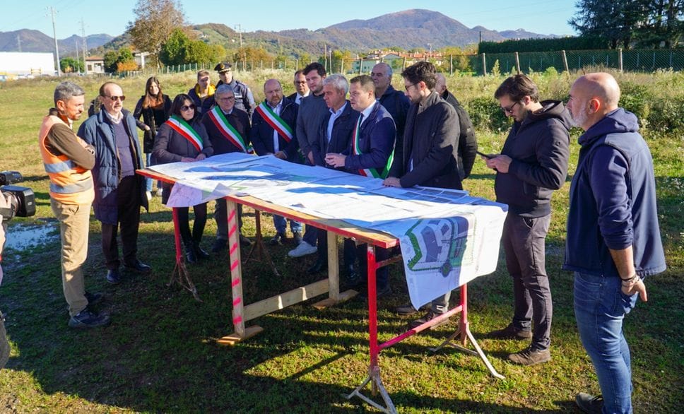 Cerimonia di posa della prima pietra della nuova bretella tra Scanzorosciate e Pedrengo