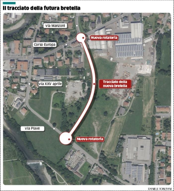 Il tracciato della variante tra Pedrengo e Scanzo