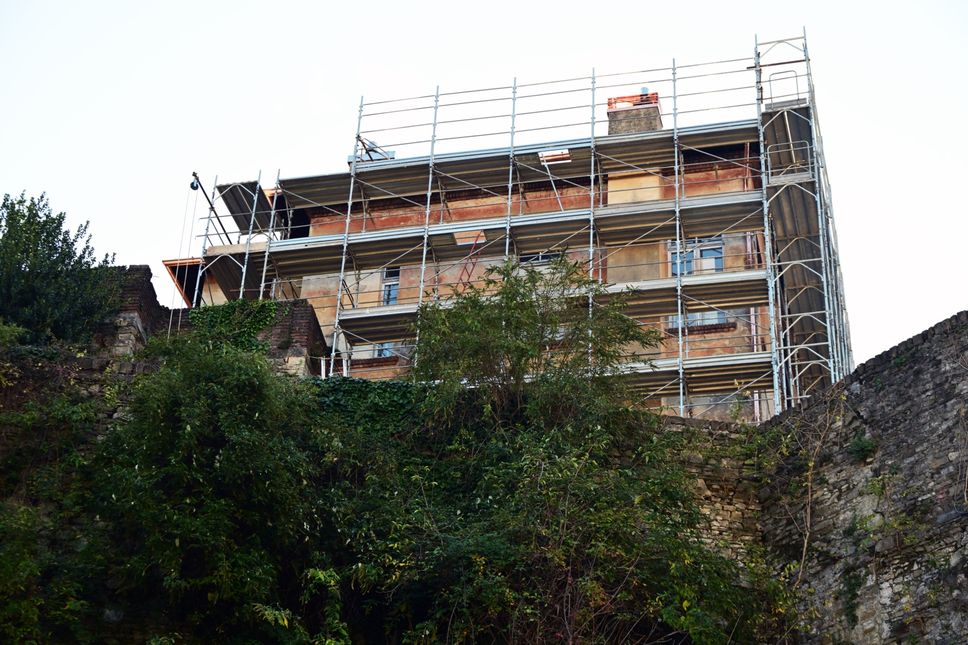 Il cantiere al chiostro di San Francesco in Città Alta