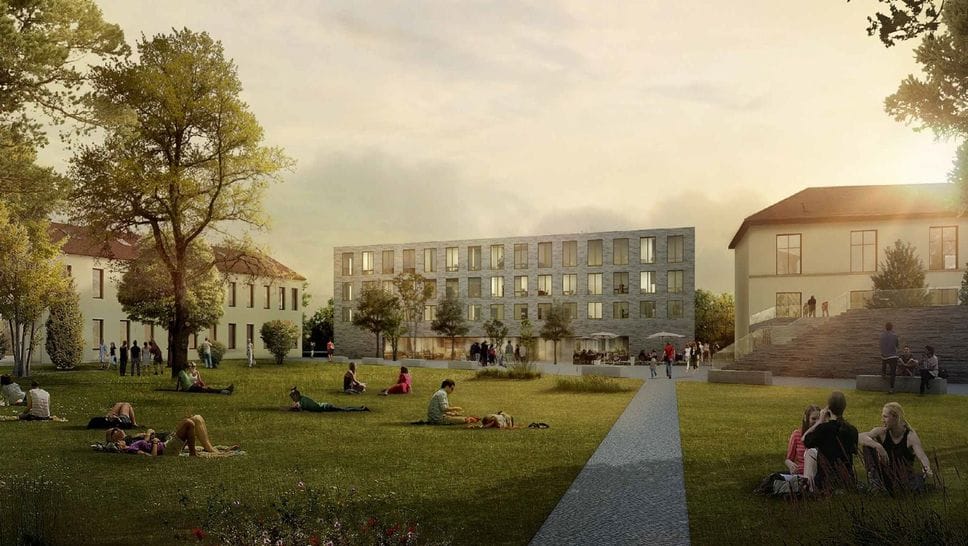 Un rendering del progetto di riqualificazione della Caserma Montelungo a Bergamo. Il cantiere partirà il 12 novembre. L’area per 20 anni è stata abbandonata in pieno centro a Bergamo.