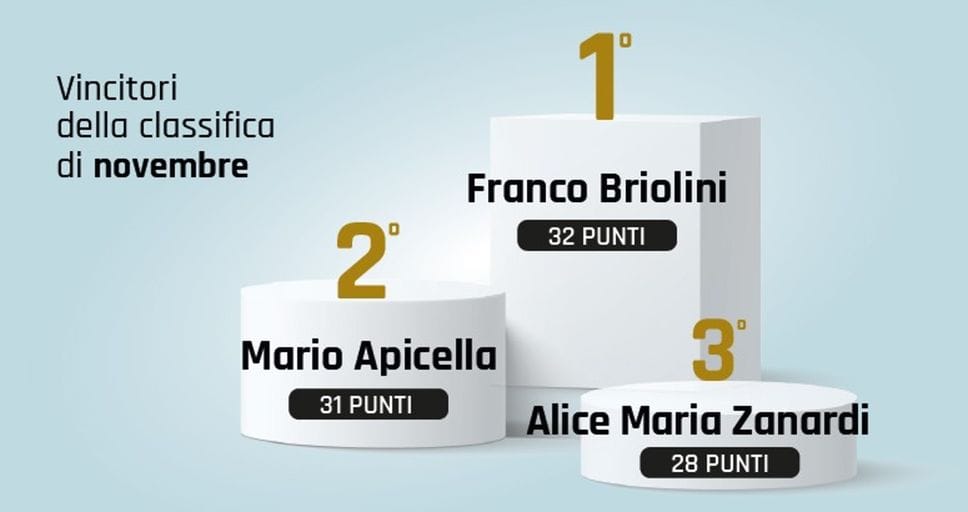 Il podio della classifica di novembre