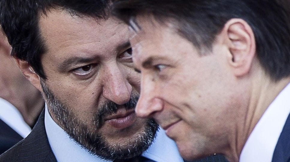 Matteo Salvini e Giuseppe Conte ai tempi del governo «gialloverde», nel 2019