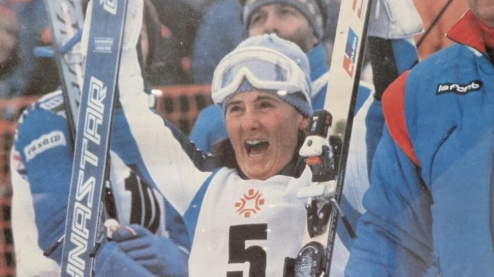 Paola Magoni dopo il trionfo alle Olimpiadi di Sarajevo del 1984