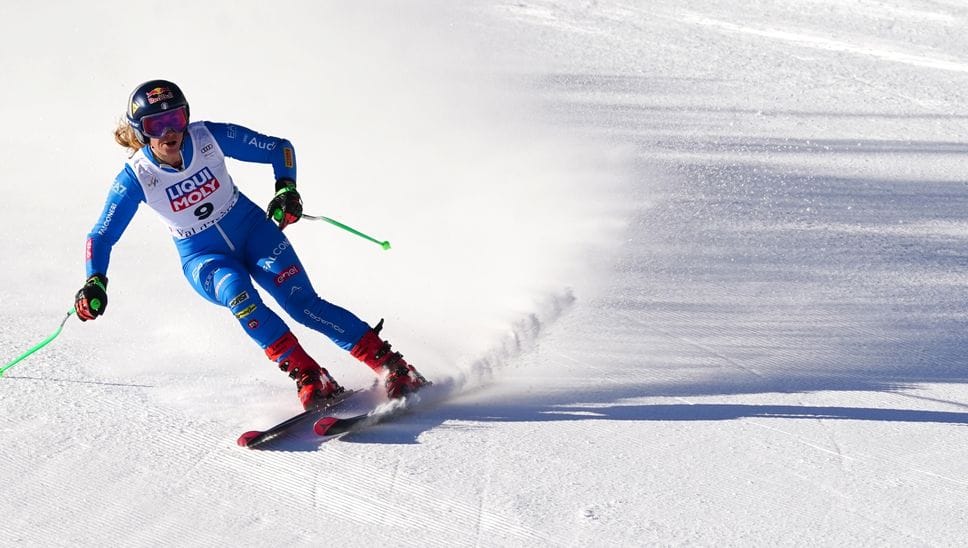 Sofia Goggia in azione sulla pista «Oreiller-Killy» di Val d’Isere