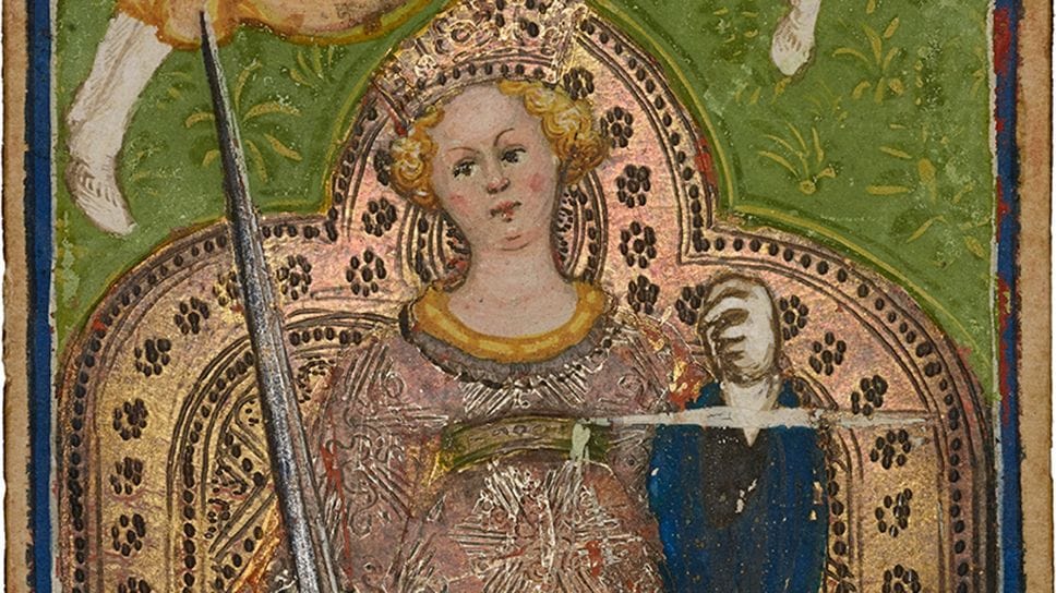 Un particolare della carta della Giustizia di Bonifacio Bembo