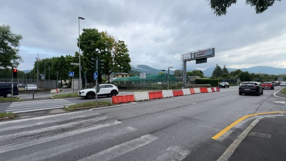 L’incrocio via Martinella durante la sperimentazione di maggio scorso