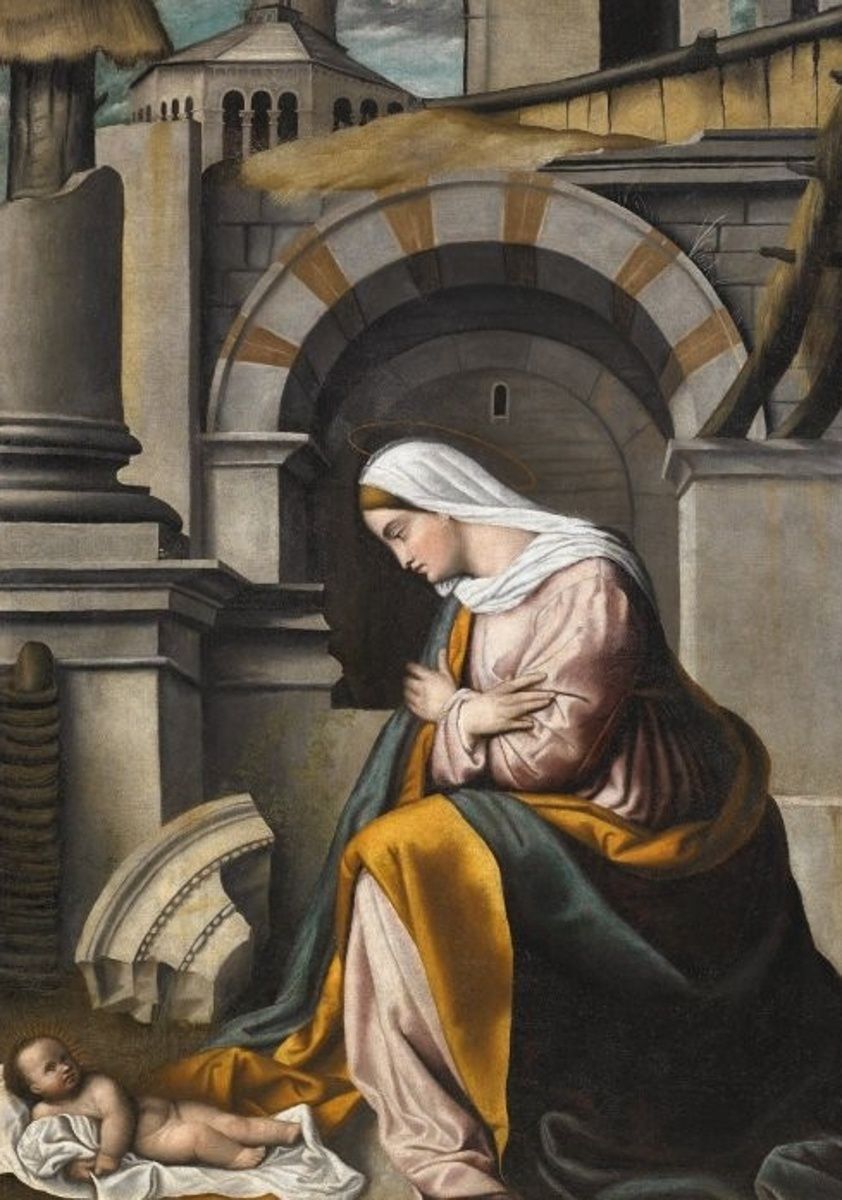 Il Moretto, La Madonna adora il Bambino, anni Venti del XVI secolo. Bergamo, Museo Bernareggi