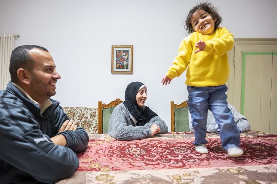 Bushra con mamma e papà