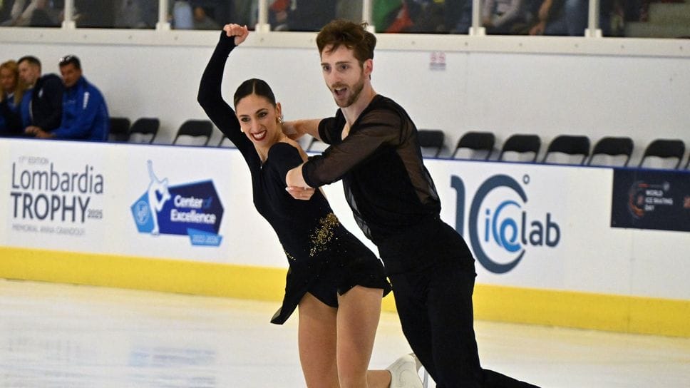 La bergamasca Sara Conti e Niccolò Macii qui in azione al Lombardia Trophy: la coppia sarà in gara a Nagoya (Giappone) nelle finali del Grand Prix