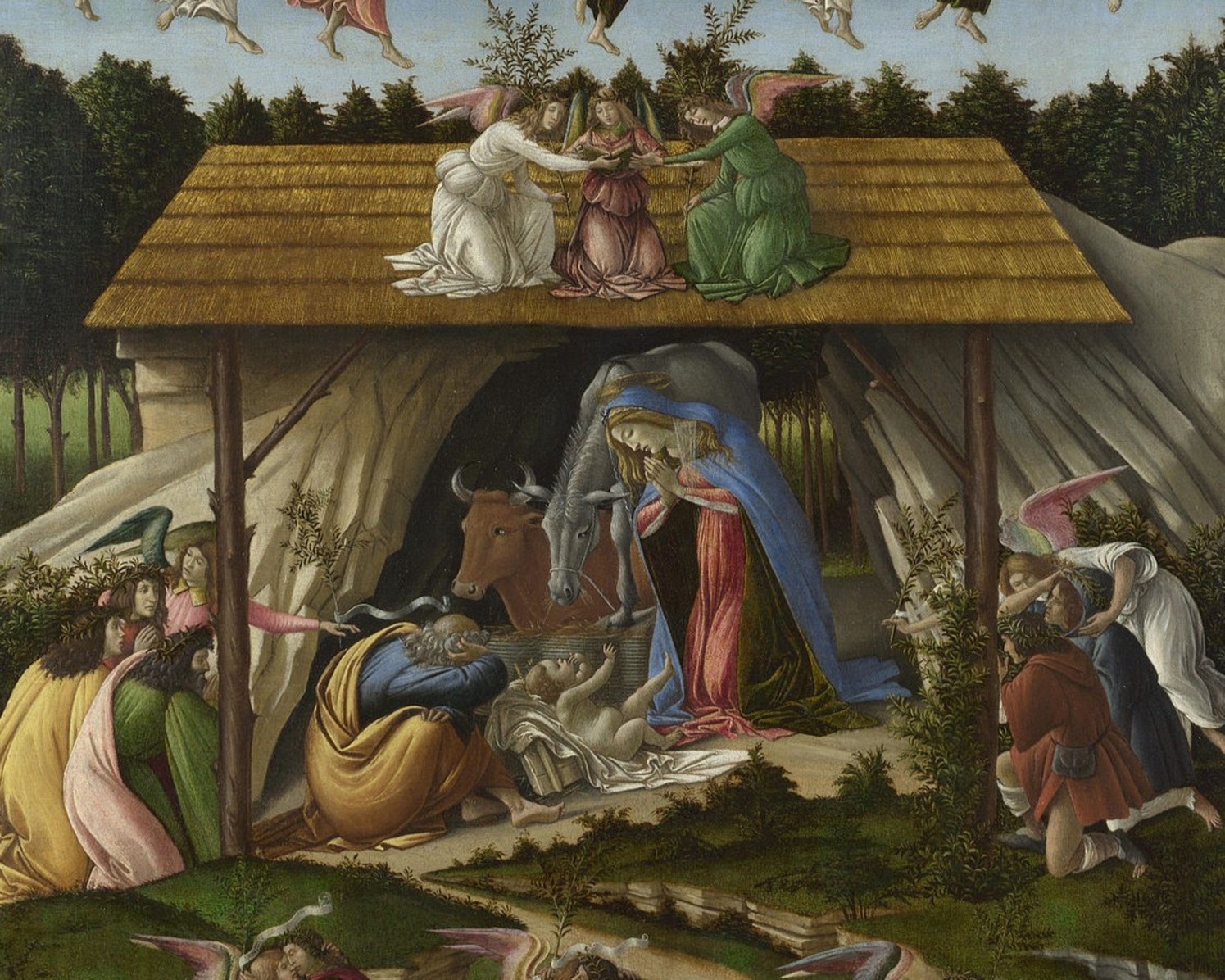 Sandro Botticelli, Natività mistica, dettaglio