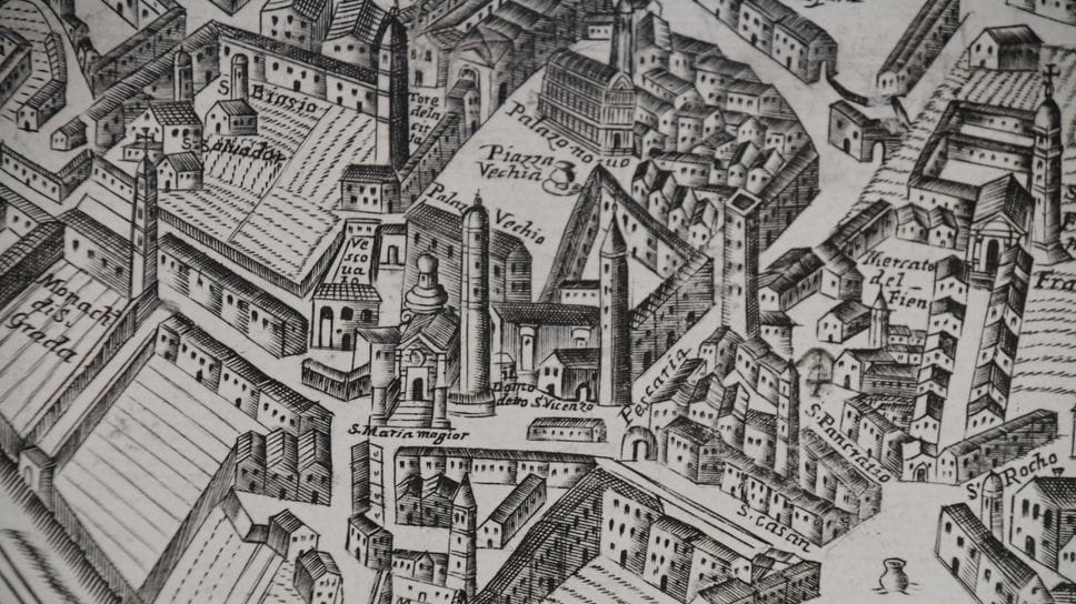 Una mappa di Bergamo nel 1680