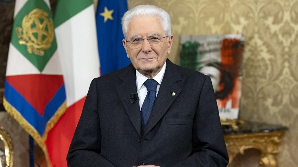 Il presidente Mattarella durante il messaggio di fine anno