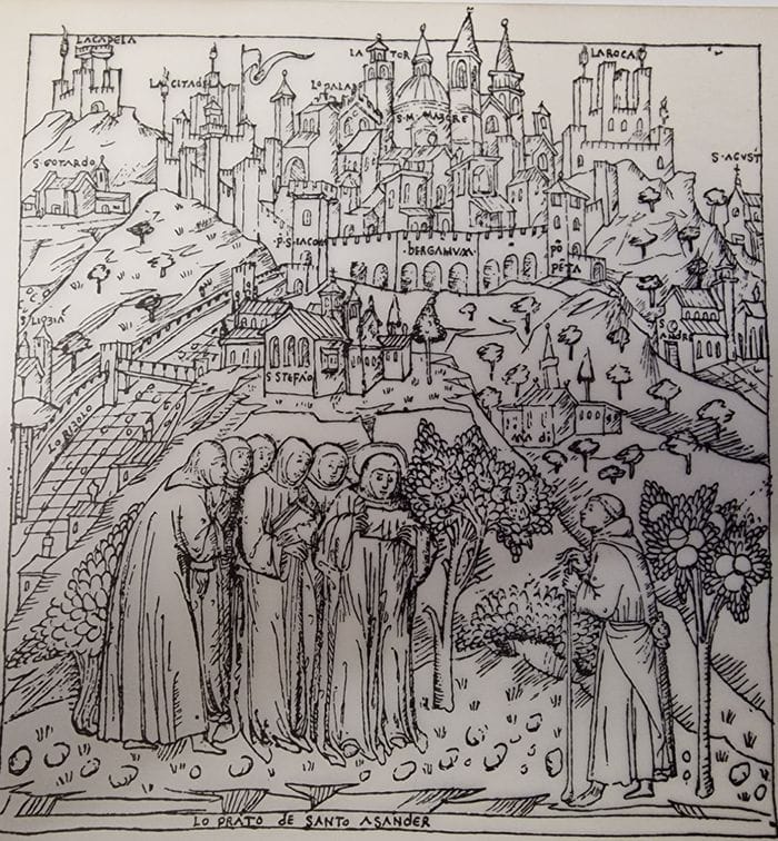 Il prato di S. Alessandro in una illustrazione antica