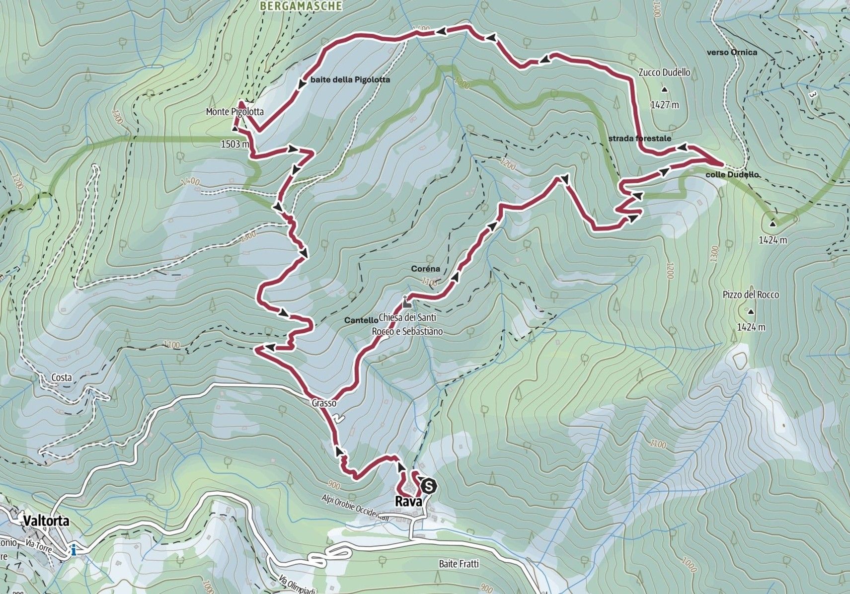 La cartina del percorso