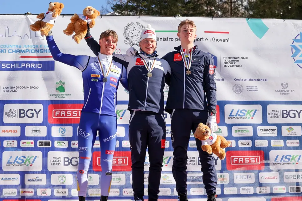 Il podio maschile: da sinistra Gabriele Matli (ITA), Lars Heggen (NOR), Leopold Strand (NOR) Il podio maschile: da sinistra Gabriele Matli (ITA), Lars Heggen (NOR), Leopold Strand (NOR)